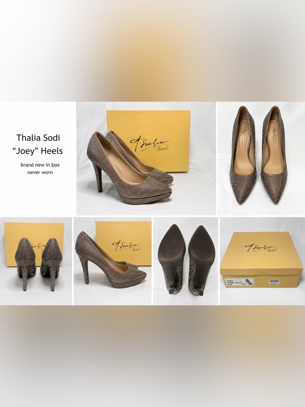 Macy's Thalia Sodi Metallic Taupe Crystal-Accented Pumps